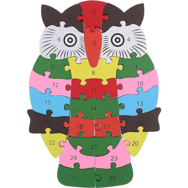 Puzzle din lemn - bufnita cu litere si cifre - Delumani - Magazin Online Romanesc 