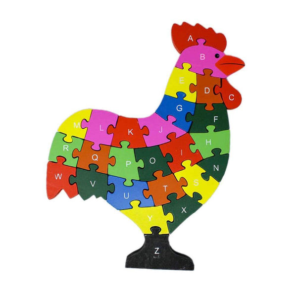 Puzzle din lemn - cocos cu litere si cifre - Delumani - Magazin Online Romanesc 