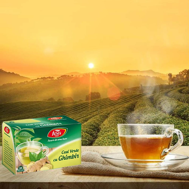 Ceai verde cu ghimbir, 20 plicuri, Fares - Delumani - Magazin Online Romanesc 
